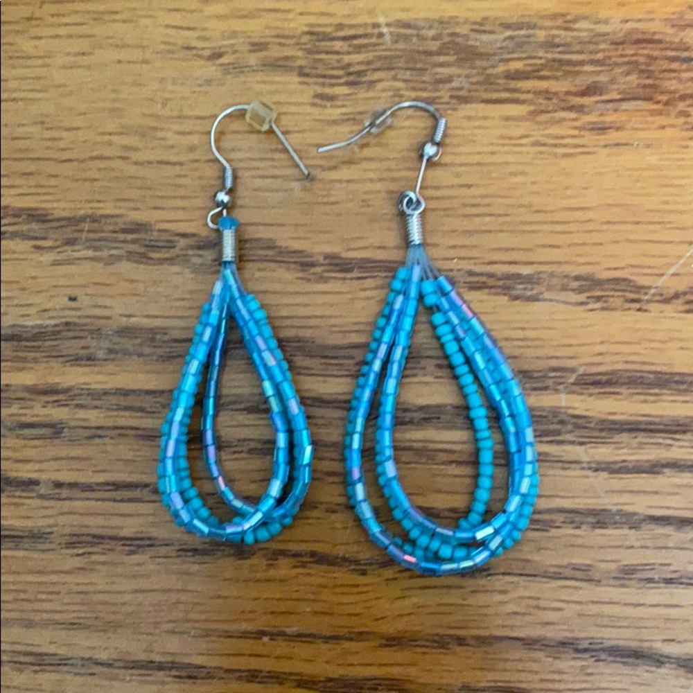 Blue beaded earrings